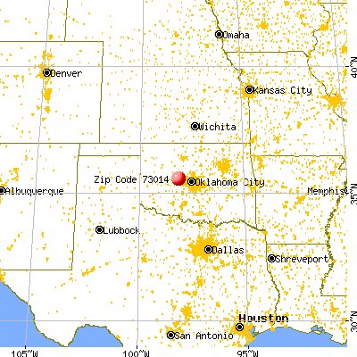 El Reno, OK (73014) map from a distance