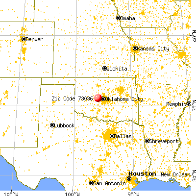 El Reno, OK (73036) map from a distance