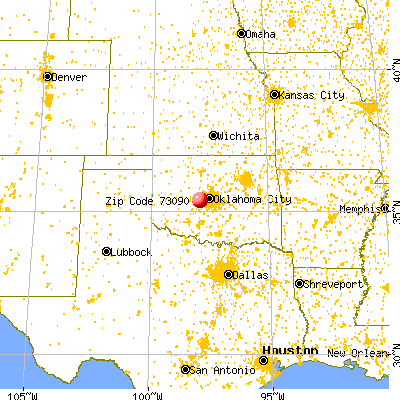 Union City, OK (73090) map from a distance