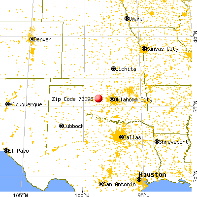 Weatherford, OK (73096) map from a distance