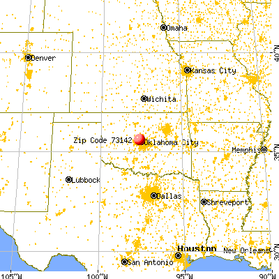 Oklahoma City, OK (73142) map from a distance