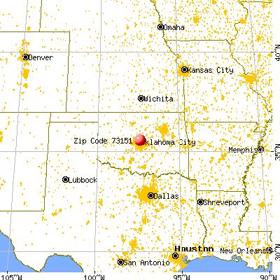 Oklahoma City, OK (73151) map from a distance