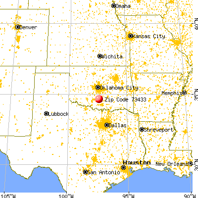 Katie, OK (73433) map from a distance