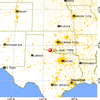 Hollister, OK (73551) map from a distance