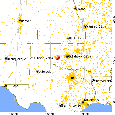 New Cordell, OK (73632) map from a distance