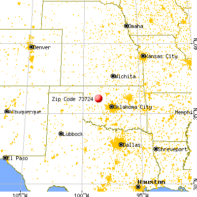 Canton, OK (73724) map from a distance