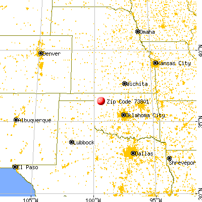 Woodward, OK (73801) map from a distance