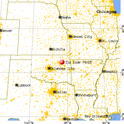 Catoosa, OK (74015) map from a distance