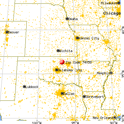 Pawnee, OK (74058) map from a distance