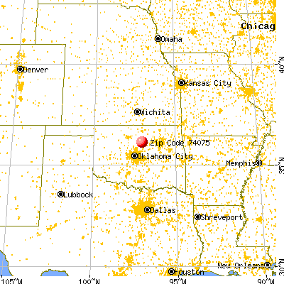 Stillwater, OK (74075) map from a distance