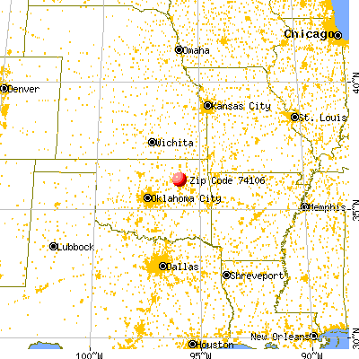 Tulsa, OK (74106) map from a distance