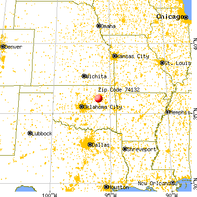Tulsa, OK (74132) map from a distance