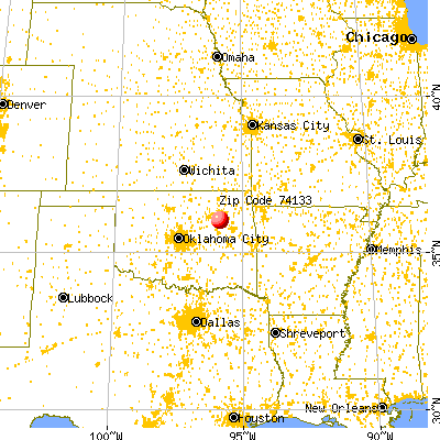 Tulsa, OK (74133) map from a distance