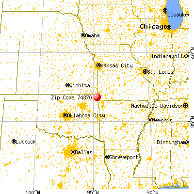 Wyandotte, OK (74370) map from a distance