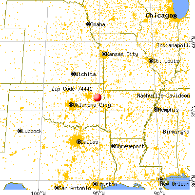 Lost City, OK (74441) map from a distance