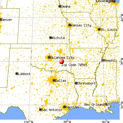 McAlester, OK (74501) map from a distance
