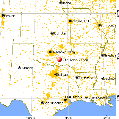 Coalgate, OK (74538) map from a distance