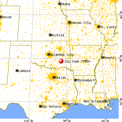Pittsburg, OK (74560) map from a distance