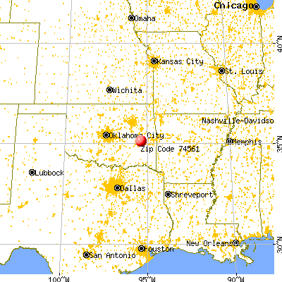 Quinton, OK (74561) map from a distance