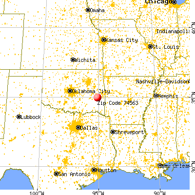Red Oak, OK (74563) map from a distance