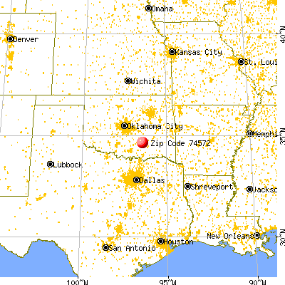 Tupelo, OK (74572) map from a distance