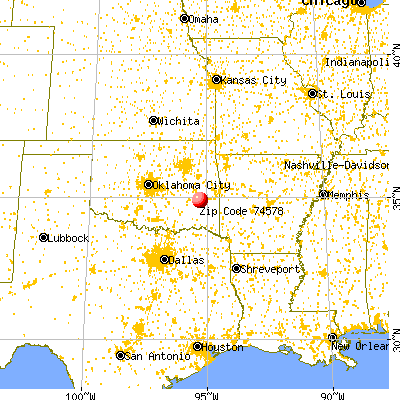 Wilburton, OK (74578) map from a distance