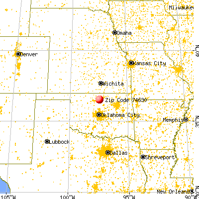 Billings, OK (74630) map from a distance