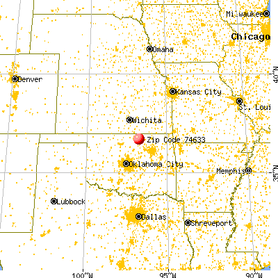 Burbank, OK (74633) map from a distance