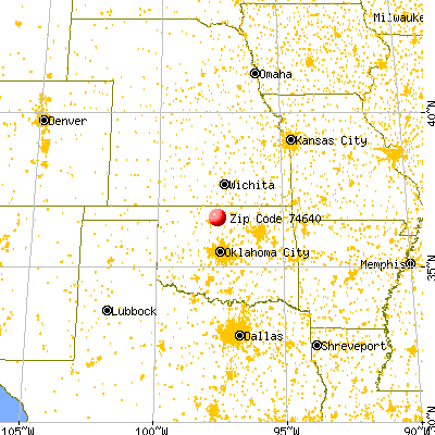 Hunter, OK (74640) map from a distance