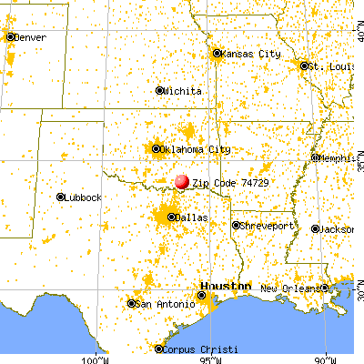 Caddo, OK (74729) map from a distance