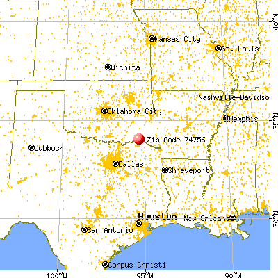 Sawyer, OK (74756) map from a distance