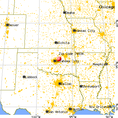 Chandler, OK (74834) map from a distance
