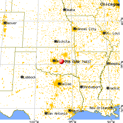 Cromwell, OK (74837) map from a distance