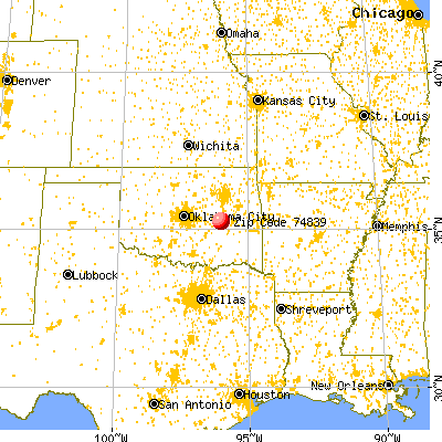 Dustin, OK (74839) map from a distance