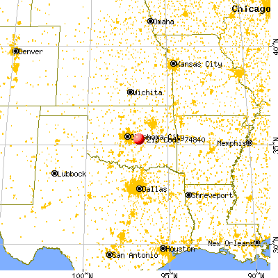 Earlsboro, OK (74840) map from a distance