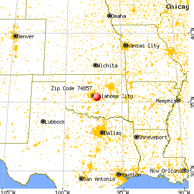 Oklahoma City, OK (74857) map from a distance