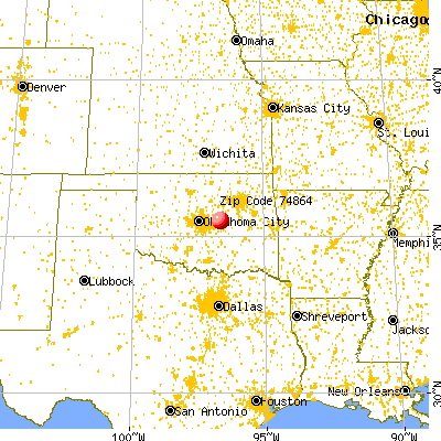 Prague, OK (74864) map from a distance