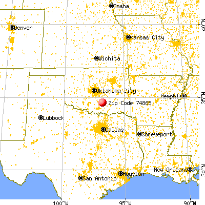 Ada, OK (74865) map from a distance