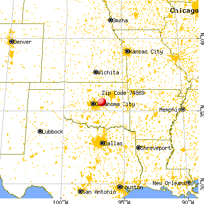 Sparks, OK (74869) map from a distance