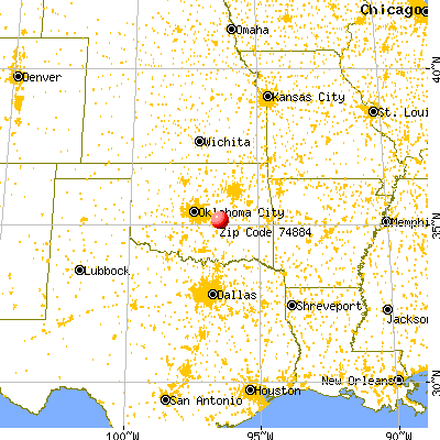 Wewoka, OK (74884) map from a distance