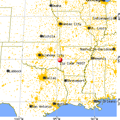 Heavener, OK (74937) map from a distance
