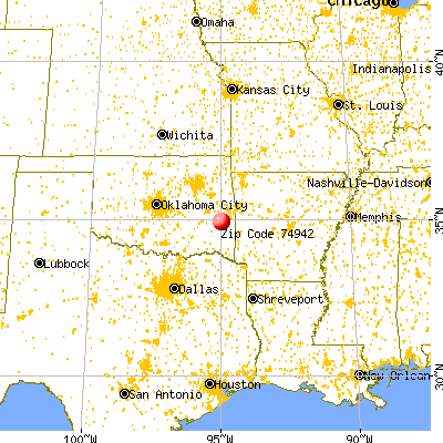 Le Flore, OK (74942) map from a distance