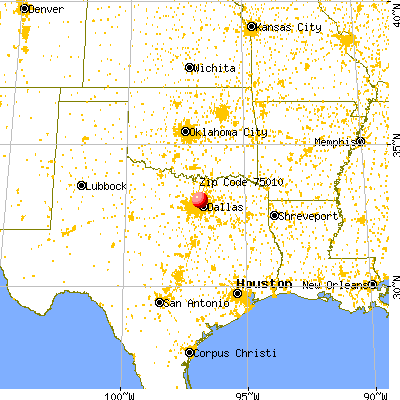 Carrollton, TX (75010) map from a distance