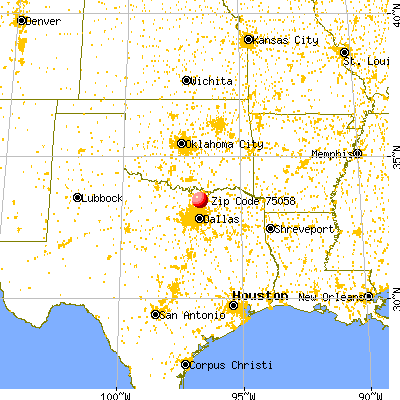 Gunter, TX (75058) map from a distance