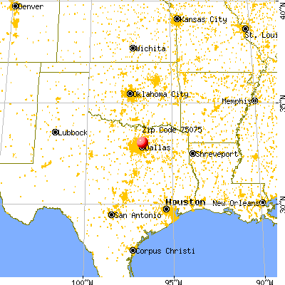 Plano, TX (75075) map from a distance