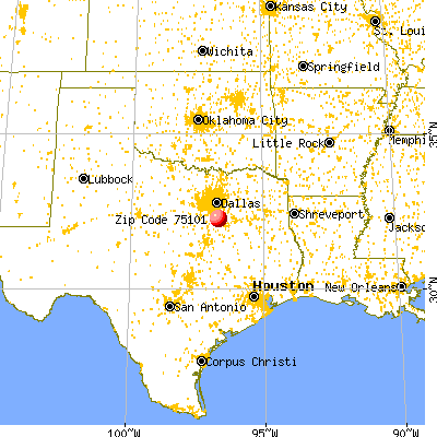 Bardwell, TX (75101) map from a distance