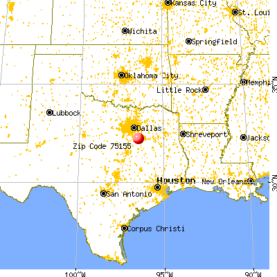 Rice, TX (75155) map from a distance