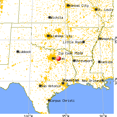 Myrtle Springs, TX (75169) map from a distance