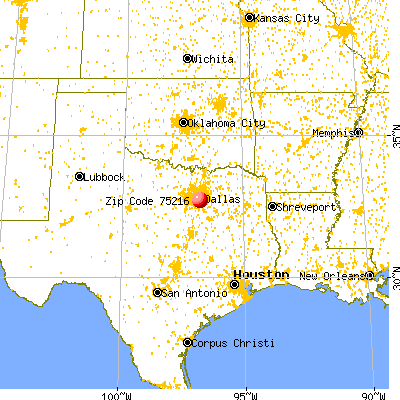 Dallas, TX (75216) map from a distance