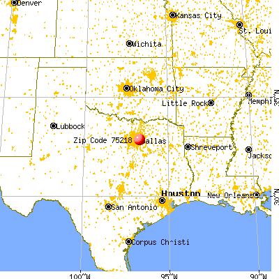 Dallas, TX (75218) map from a distance